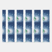 Snowman met een groene sjaal inpakpapier vel (Voorkant)