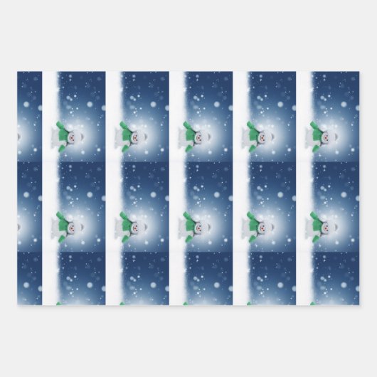 Snowman met een groene sjaal inpakpapier vel (Voorkant)