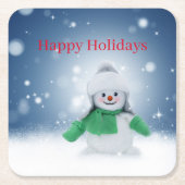 Snowman met een groene sjaal kartonnen onderzetters (Voorkant)