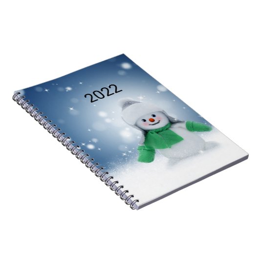 Snowman met een groene sjaal notitieboek (Rechterzijde)