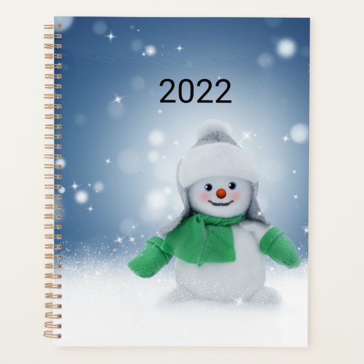 Snowman met een groene sjaal planner (Voorkant)