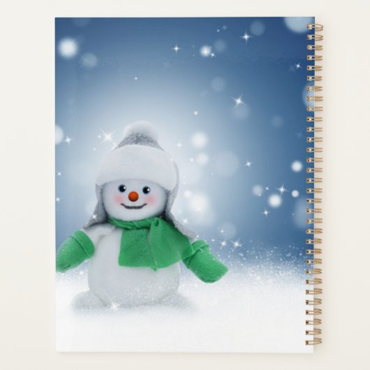 Snowman met een groene sjaal planner (Achterkant)