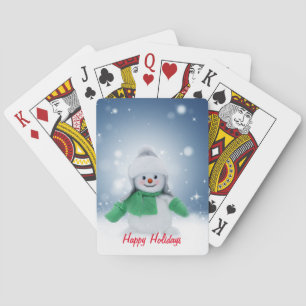 Snowman met een groene sjaal pokerkaarten