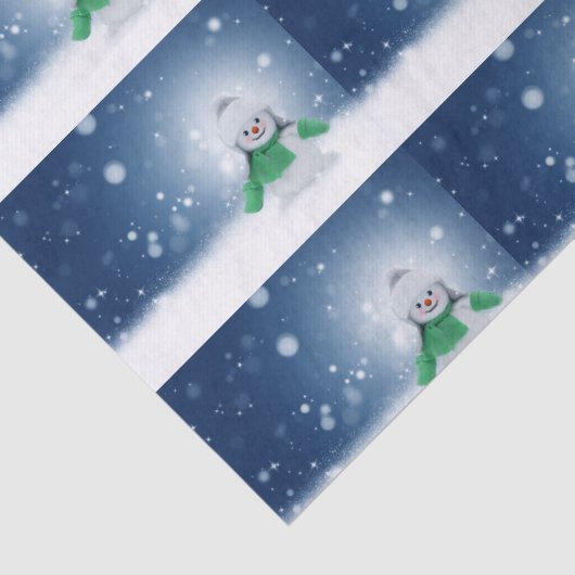 Snowman met een groene sjaal tissuepapier (Detail)