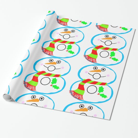 Snowman met een kerstfeestdag met rood en groen sj cadeaupapier (Uitgerold)