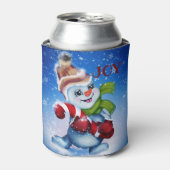Snowman met een sjaal blikjeskoeler (Blikje Voorkant)