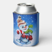 Snowman met een sjaal blikjeskoeler (Blikje Achterkant)