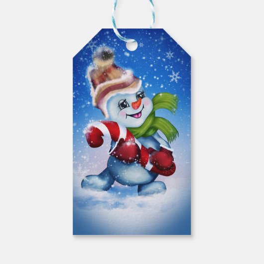 Snowman met een sjaal cadeaulabel (Achterkant)