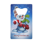 Snowman met een sjaal creditkaart flessenopener (Achterkant)