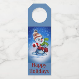 Snowman met een sjaal flessenhanger