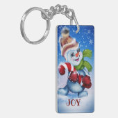 Snowman met een sjaal sleutelhanger (Voorkant Links)