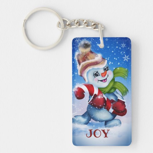 Snowman met een sjaal sleutelhanger (Voorkant)