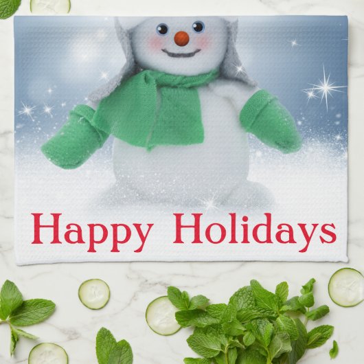 Snowman met een sjaal theedoek (Gevouwen)