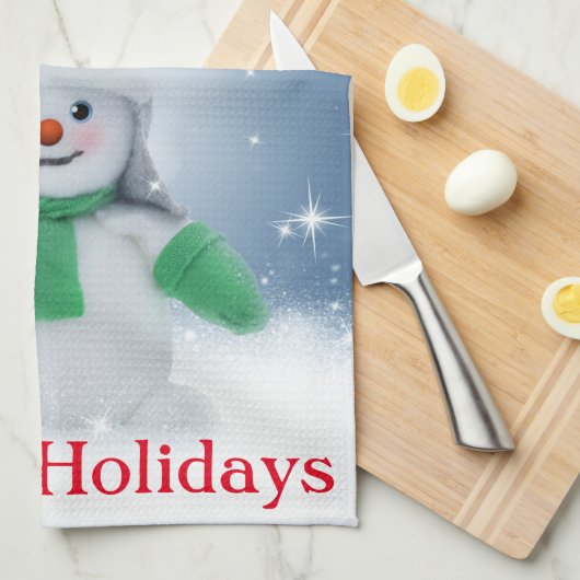 Snowman met een sjaal theedoek (Quarter Fold)