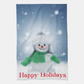 Snowman met een sjaal theedoek (Verticaal)