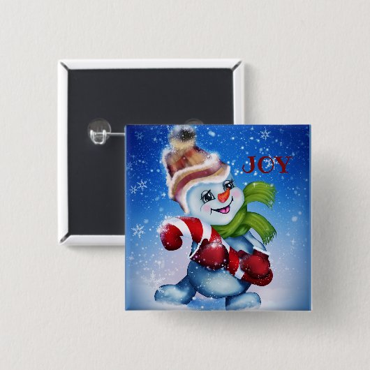 Snowman met een sjaal vierkante button 5,1 cm (Voorkant /achterkant)