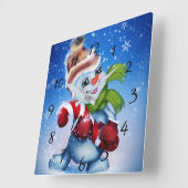 Snowman met een sjaal vierkante klok (Hoek)