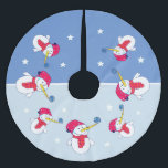 Snowman met een Snowflake kerstfeestdag Kinderen Kerstboom Rok<br><div class="desc">Deze kerstboomrok is perfect voor het versieren van de bodem van de boom. Vun een boomrok met sneeuwpoppen die naar sneeuwvlokken kijken en sneeuw zoeken. De achtergrond is blauw met witte sterren. Dit maakt het vakantieboomdecor perfect voor gezinnen met kinderen. Ze zullen graag hun cadeaus vinden op dit schattige boomdecor....</div>