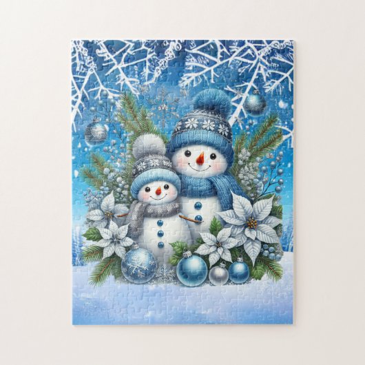 Snowman met feestelijke feestdag legpuzzel (Verticaal)