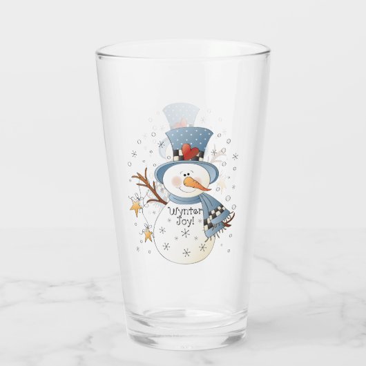 Snowman met feestelijke kerstvakantie glas (Achterkant)