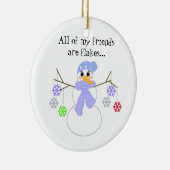Snowman met Flakey Friends Keramisch Ornament (Rechts)