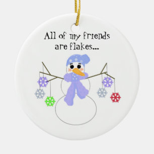 Snowman met Flakey Friends Keramisch Ornament