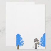 Snowman met Frosty Trees Briefpapier (Voorkant / Achterkant)