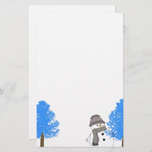Snowman met Frosty Trees Briefpapier (Voorkant / Achterkant)
