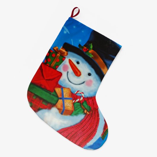 Snowman met Gifts Grote Kerstsok (Voorkant (Hangend))