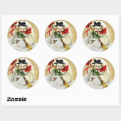  Snowman met Gold Glitter-kerstklasse Ronde Sticker (Vel)