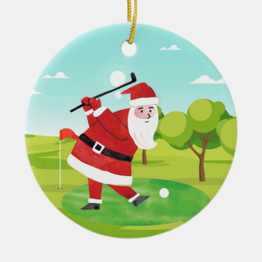 Snowman met golfbal Kerst van Merry naar golfer Keramisch Ornament (Voorkant)