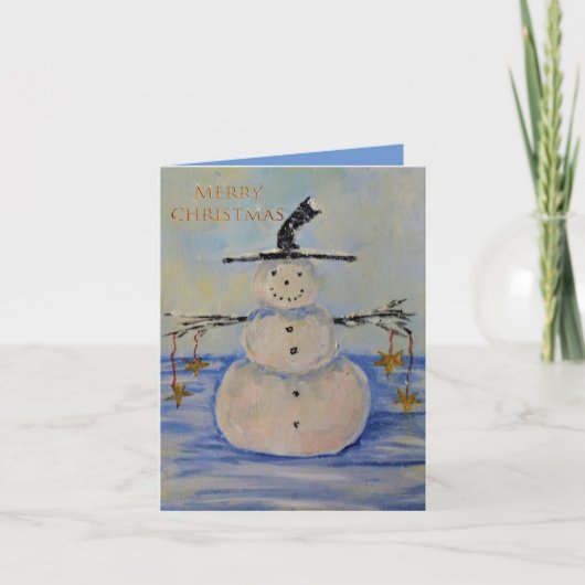 Snowman met gouden sterren bedankkaart (Voorkant)
