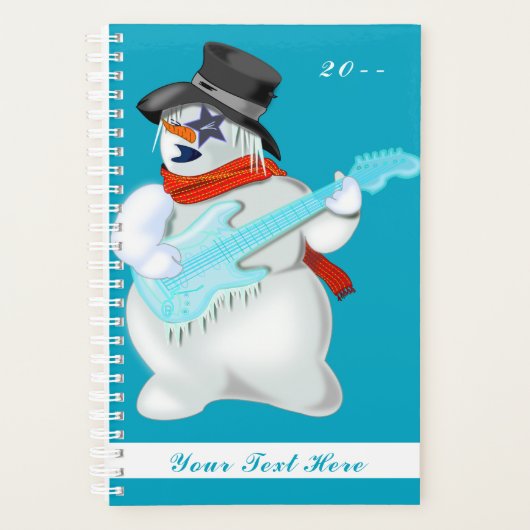 Snowman met Guitar Funny Planner Gepersonaliseerd (Voorkant)