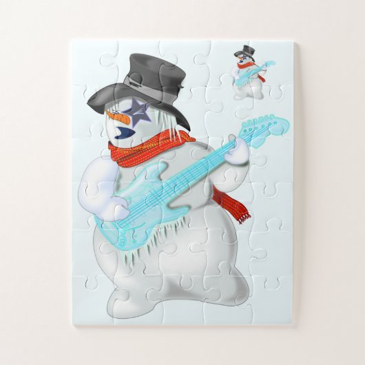 Snowman met Guitar Jigzaag Puzzle Gift Legpuzzel (Verticaal)