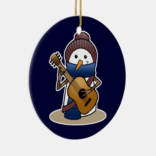 Snowman met Guitar Keramisch Ornament (Rechts)
