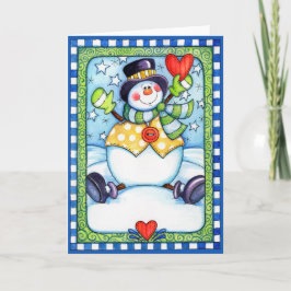 Snowman met hart - Wenskaart Feestdagen Kaart