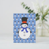Snowman met hoge hoed briefkaart (Staand voorkant)