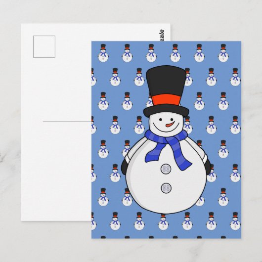 Snowman met hoge hoed briefkaart (Voorkant / Achterkant)