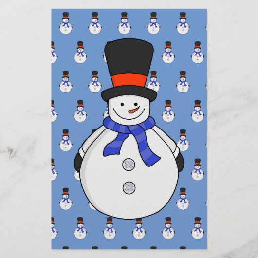 Snowman met hoge hoed briefpapier (Voorkant)