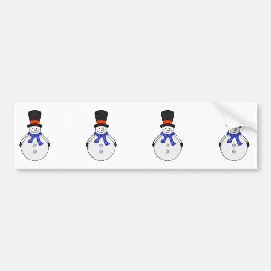 Snowman met hoge hoed bumpersticker (Voorkant)