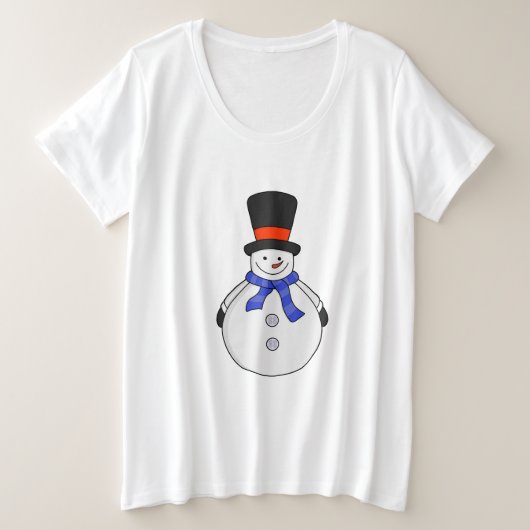 Snowman met hoge hoed grote maat t-shirt (Design voorkant)