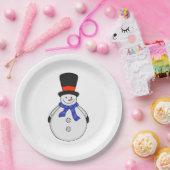 Snowman met hoge hoed papieren bordje (Feest)