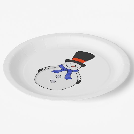 Snowman met hoge hoed papieren bordje (Gekanteld)
