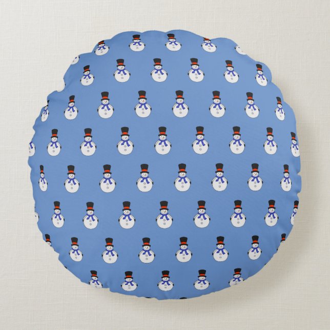 Snowman met hoge hoed rond kussen (Voorkant)