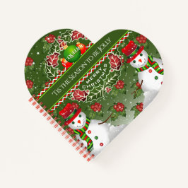 Snowman met Holly Berries en JOUW NAAM over Groen Notitieboek