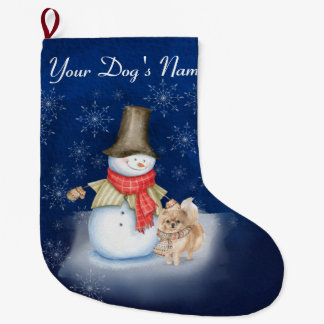 Snowman met hond-Pommeren Grote Kerstmis Kerstsok