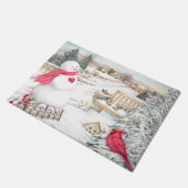 Snowman met kardinaal & Snow Bunny in de tuin Deurmat (Schuin)