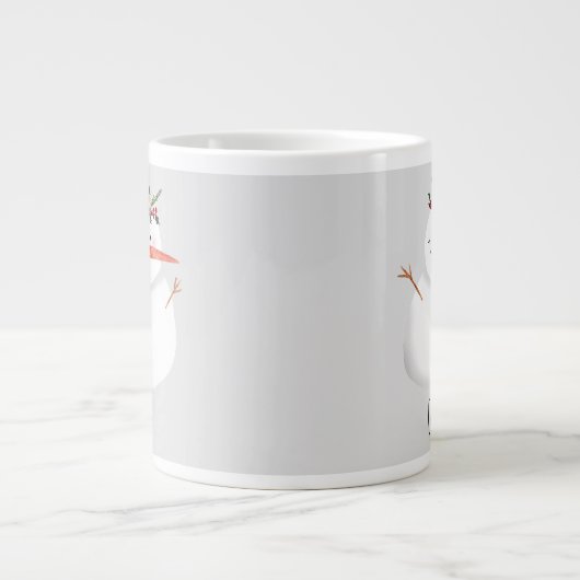 Snowman met kerst en naam grote koffiekop (Voorkant)