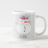 Snowman met kerst en naam grote koffiekop (Rechts)
