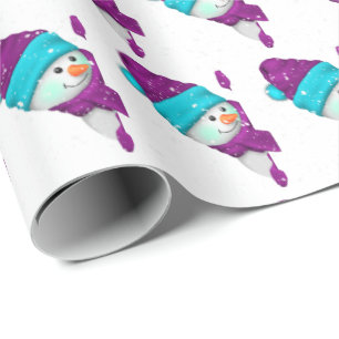 Snowman met kerst in sneeuwvlokken cadeaupapier